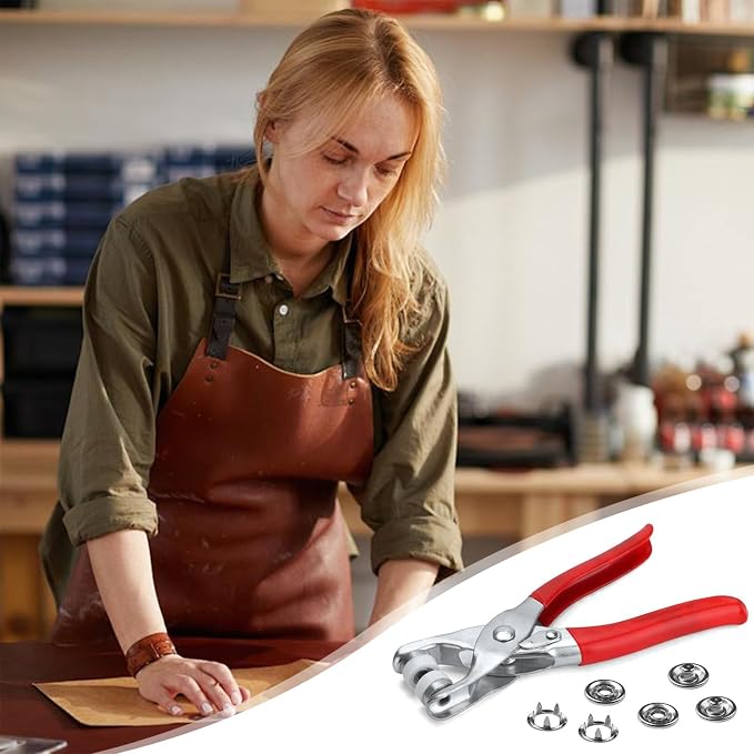 200 Sets Snaps for Fabric, Metal Snaps Buttons with Fastener Pliers Press Tool Kit for DIY Crafting, Clothing, Buttons for Clothes Sewing (9.5mm)