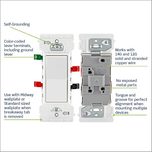 Leviton Lever Edge 15 Amp 3-Way Rocker Switch, 10-Pack, E5603-MW, White