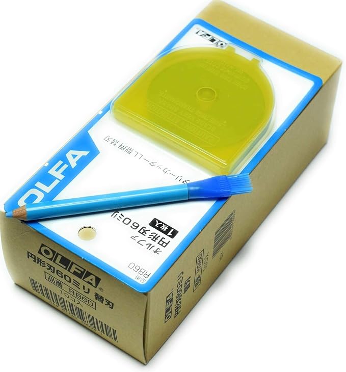 OLFA 60mm Tungsten Tool Steel Rotary Blades,Set of 10 +Marking Pen [Japan Import] (60mm x 10)