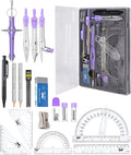 Mr. Pen- Geometry Set, 15 pcs, Purple, 6 Inch Swing Arm Protractor, Divider, Set Squares, Ruler, Compasses and Protractor