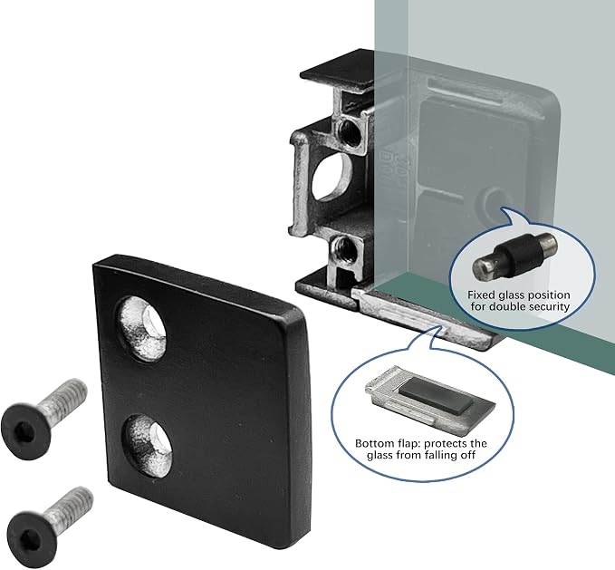 4-Pack Square Glass Clamps, 304 SS, 6-12mm, Black (LIUCHONGYANG99)