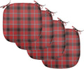 Lunarable Buffalo Plaid Chair Seating Cushion Set of 4, Arrangement with Lumberjack Themes Geometric Concept Pattern Print, Anti-Slip Seat Padding for Kitchen & Patio, 16"x16", Vermilion and Grey