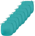 Lunarable Abstract Chair Seating Cushion Set of 8, Classic Monochrome Design Meander Greek Motif Repetition Illustration, Anti-Slip Seat Padding for Kitchen & Patio, 16"x16", Teal and Dark Turquoise