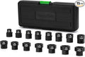 TecoTek 15-Piece 1/2-Inch Drive Metric Low Profile Impact Socket Set, Stubby Socket Set, 10mm-24mm, No Skips Sizes, 6 Point, Cr-Mo, Shorter Socket for Tight Areas