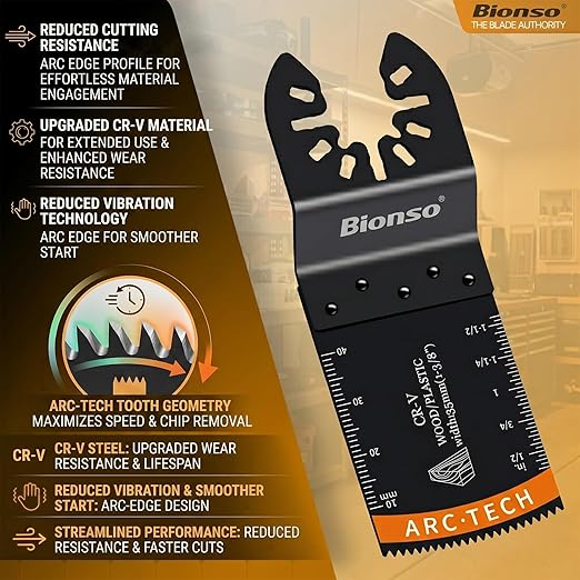 Bionso 35PCS Oscillating Tool Blade Cuts Wood and Metal, Sharp and Durable Titanium Multitool Blades, Multi Tool Blades Kits, Oscillating Saw Blades Fit Dewalt Milwaukee Ryobi Makita Worx Rockwell