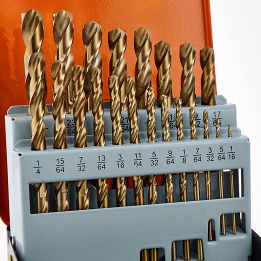 CaRoller Cobalt Drill Bit Set 21-Piece, M35 Metal Drill Bits Durable Round Shank Drill Sets for Steel Wood Plastic Sheet Metal (21pcs Cobalt)