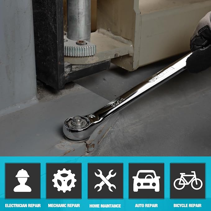 DURATECH 1-1/16" Combination Wrench, SAE | CR-V Constructed, Mirror Polish, 12-Point, 15-Degree Offset