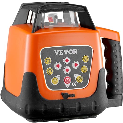 VEVOR Rotary Laser Level 1650ft,360 Degree Self Leveling Red Cross Line Laser,5 Rotation Speeds&4 Scanning Angles Adjustment,IP66 Waterproof Remote Control Manual Self-leveling Mode,Battery Included