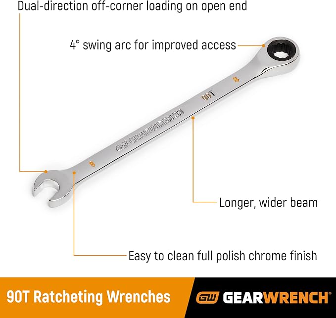 GEARWRENCH 1-1/4" 4 Degree Swing Arch 12 Point Ratcheting Combination Wrench - 86956 (Pack of 10)