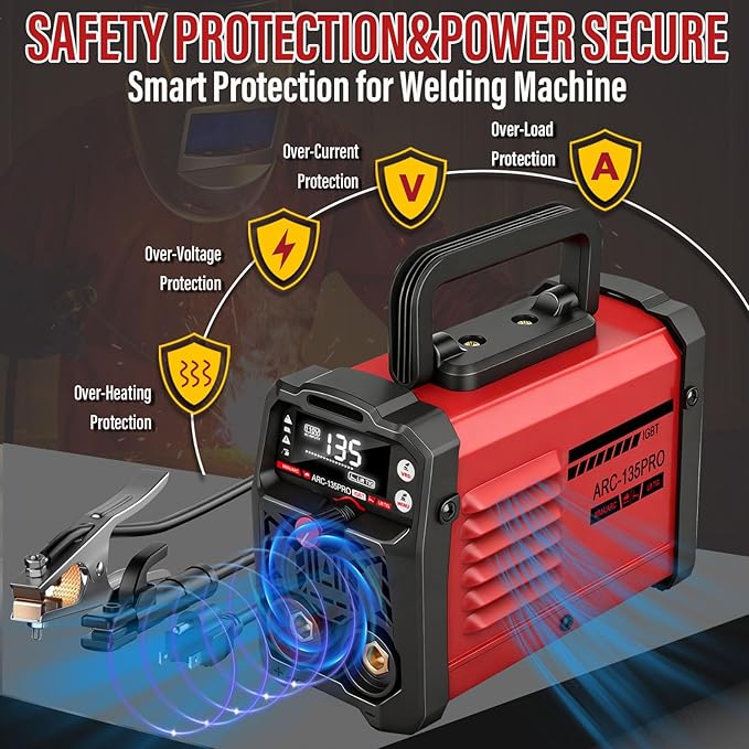 Stick Welder,Upgraded MMA-135PRO Welding Machine 110V,ARC/Lift TIG 2 In 1 Mini Welder Machine,Home DIY Arc Welder,Portable Welder with Hot Start,Arc force and Anti-Stick (Red)