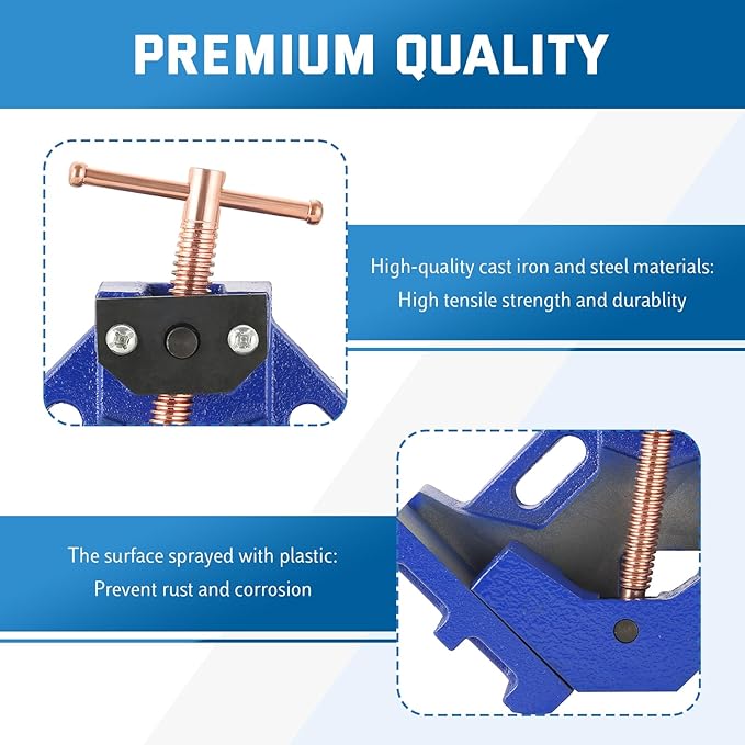 DASBET 2Pack Cast Iron Welders Angle Clamp - Heavy Duty Two Axis Welding Clamp Right Angle 90 Degrees Self Centering Jig and Fixture Clamp for Woodworking Corner Miter