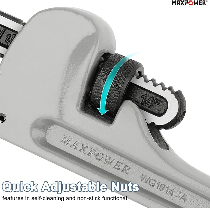 MAXPOWER Pipe Wrench Set 10" 14" 18", with 1" 2" 2.5" Jaw Capacity | Aluminum Plumber Wrenches, Straight Plumbing Wrench