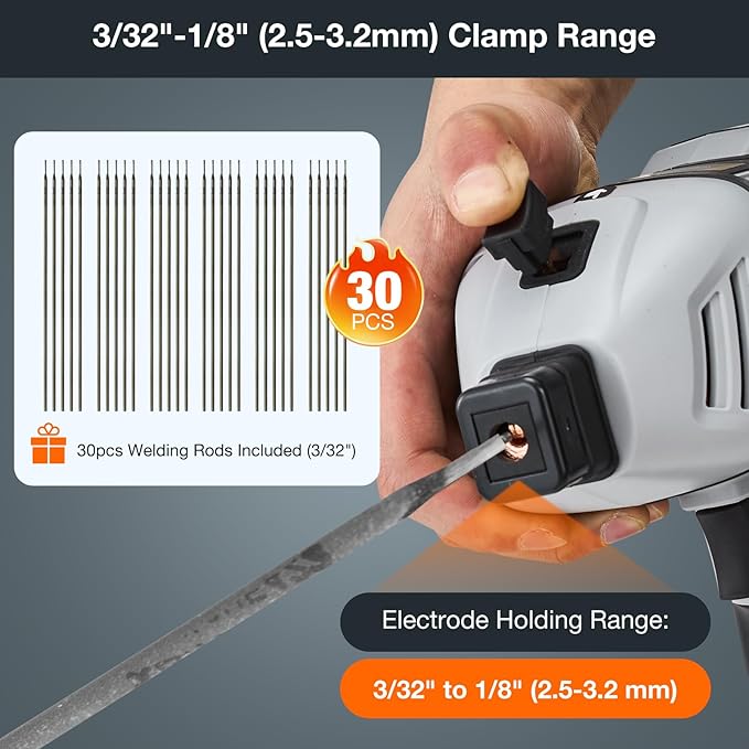 Sakerplus Portable Welding Machine, Handheld Welder Machine 110V, ARC Portable Welder with IGBT Inverter 5 Variable Current Adjustment, 30pcs 3/32" Wire Rods, Welding Helmet, Carring Case Included