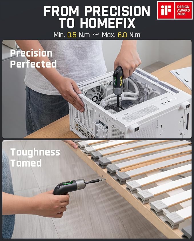 Fanttik L2 Pro Electric Screwdriver set, Cordless Screwdriver, 20 Bits, 1/4‘’Hex Chuck, Max 6N·m Torque, Digital Screen, Variable Speed, 2000mAh Rechargeable Battery, Tech Tool for DIY Enthusiasts