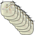 Lunarable Owls Chair Cushion Pads Set of 8, Winter Floral Background Blossoms Owls Out of Their Cages Birdcage Freedom, Anti-Slip Seat Padding for Kitchen & Patio, 16"x16", Pale Green Brown White