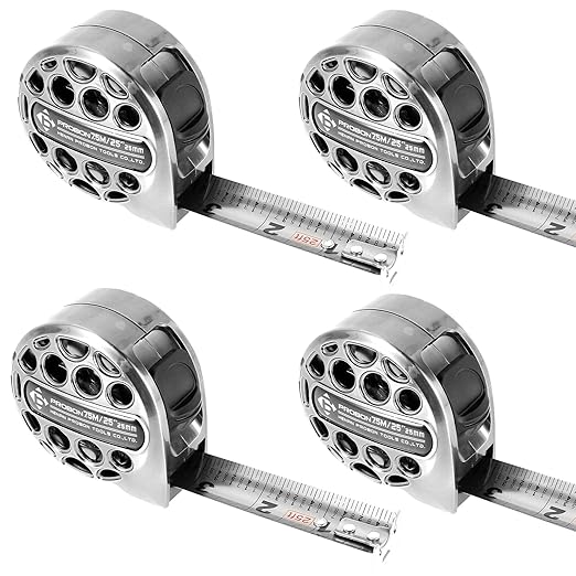 4PCS/Pack Retractable Tape Measure 25 Foot/7.5M Stainless Steel Measuring Tape Double Sided Blade Scale Measurement Steel Power Tape Blade (4)