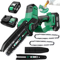 KIMO Brushless Electric Chainsaw Cordless, 4.0Ah Battery & Fast Charger, Handheld Chain Saw with Auto Oiler, Battery Powered Chainsaw Electric for Tree Trimming, 34 FT/S Cutting Speed, 8-INCH