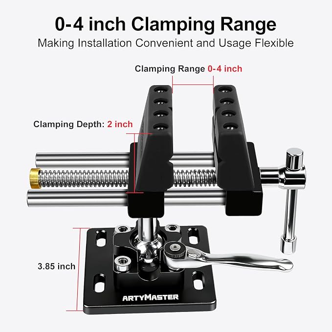 ArtyMaster 360° Rotating Bench Vise with Quick-Release Ratchet Wrench - Versatile Woodworking & Pipe Vise for Home Improvement - 4 Inch Workbench Vise for Carving, Repair & DIY Projects (WT117B)