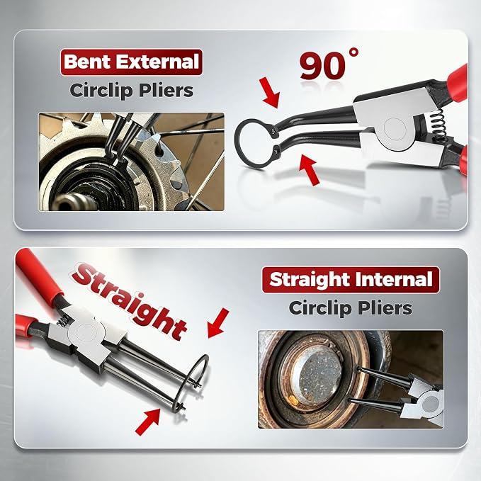 BILITOOLS 4PC 9" Internal & External Snap Ring Pliers Set