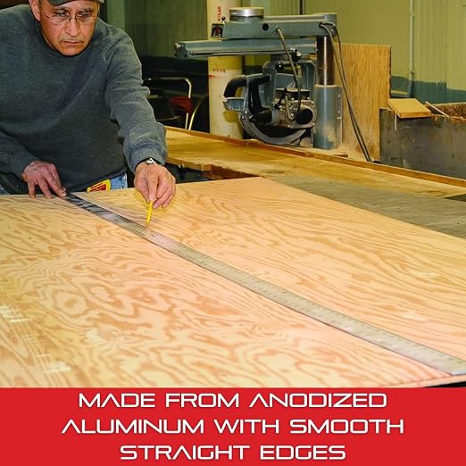 Starrett Straight Edge Aluminum Rule - Ideal for Schools, Shops, Metal and Wood Workers - 72" Length, 2" Width, .125" Thickness, 1/8", 1/16" English - ASE-72
