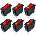 2 Pin 2 Position Boat Shaped Rocker Switch, KCD3-101 ON/Off Snap in Toggle Switch, AC 250V/15A 125V/20A Red Rocker Switch Toggle for Car Auto Boat Household Appliances (Red 6 Pack)