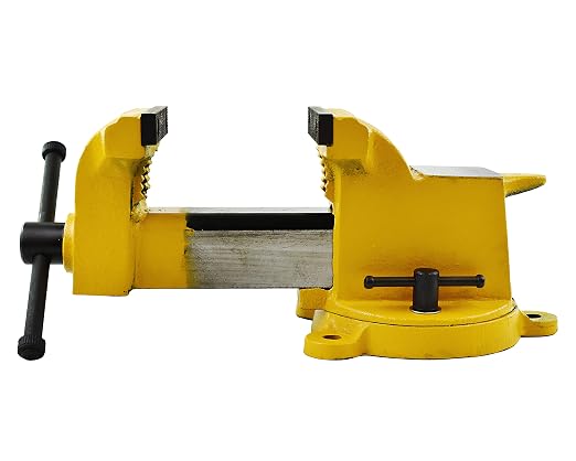Yost Vises 908-HV All Steel Combination Vise | 8 Inch Jaw Width Pipe and Bench Vise |Secure Grip with Swivel Base | Made of Structural Cast Steel | High Visibility Safety Yellow