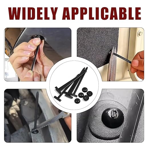 200 Pack Nylon Universal Cable Tie Buckle Zip Tie, Heavy Duty Self-Locking Push Pin with Button Fixion Tools, UV Resistant Plastic Rivet Fasteners for Car Auto Repair (Fender, Bumper, Trunk Liner)