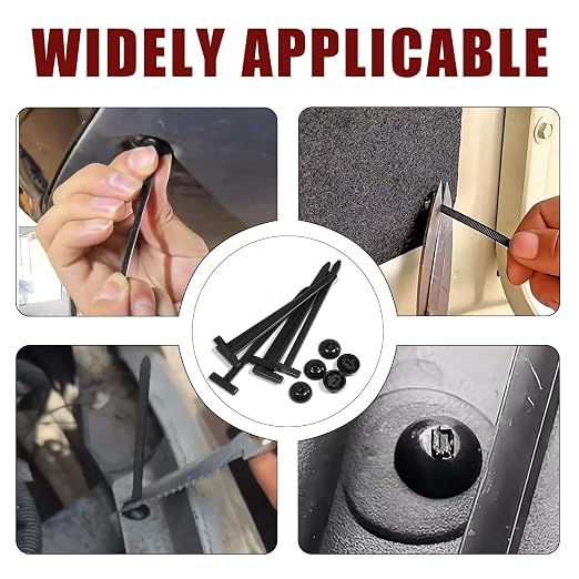 100 Pack Nylon Universal Cable Tie Buckle Zip Tie, Heavy Duty Self-Locking Push Pin with Button Fixion Tools, UV Resistant Plastic Rivet Fasteners for Car Auto Repair (Fender, Bumper, Trunk Liner)