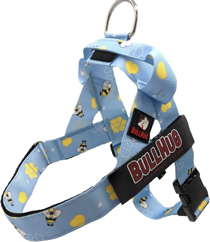 Adjustable Dog Harness– No Pull, No Choke – for English Bulldogs, French Bulldogs, Pugs & Broad-Chested Breeds – Easy, Safe Walks (Bumble BEE, Large)