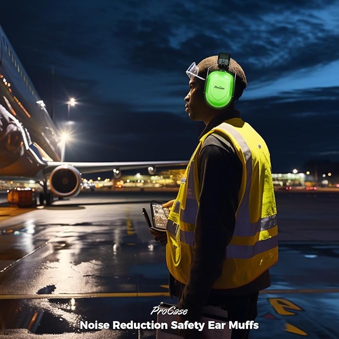 ProCase Noise Reduction Ear Muffs, Sound Proof Ear Protection, NRR 28dB Noise Cancelling Headphones for Adults Kids Autism, Hearing Protection for Shooting Gun Range Mowing -Luminous