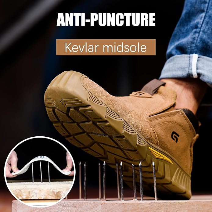 GLANOUDUN Welding Work Boots for Men Slip on Steel Toe Shoes for Men Indestructible Steel Toe Boots Welder Men's Working Shoes Fireproof Safety Footwear for Construction Men's Work & Safety Footwear