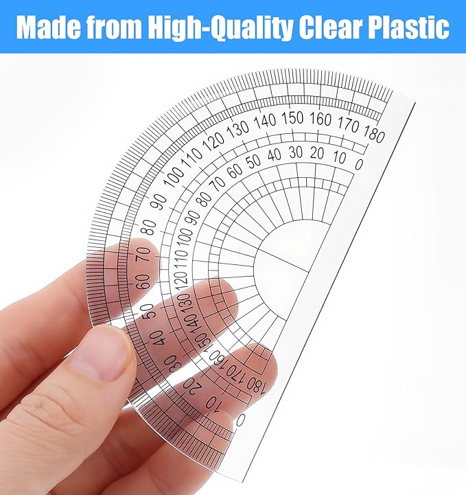 4Pcs Plastic Protractor Clear, 180 Degrees Protractor for School, 4" Transparent Plastic Protractors for Geometry, Angle Measurement, Ideal for Students & Teachers, Math Office