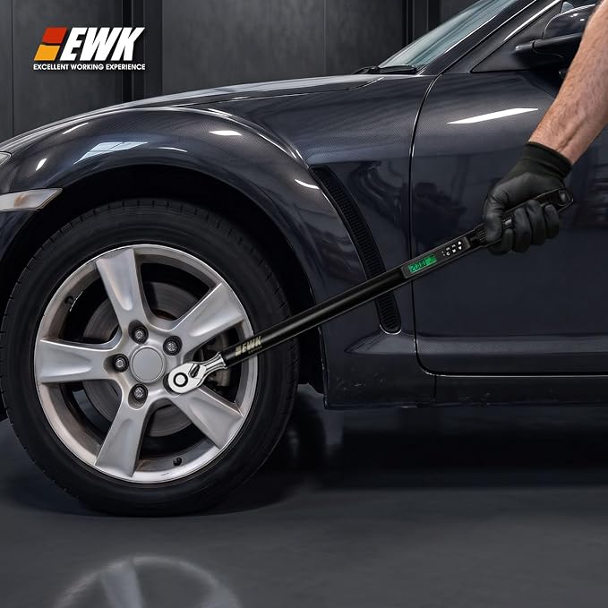 1/2 Inch Drive Digital Torque Wrench 7.4-147.6 ft-lbs (10-200 Nm) | IS0 6789, ±1.5% clockwise / ±2.5% counterclockwise, LCD Display, LED Buzzer Vibration Alert, 30 Memory Values