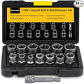 Bolt Extractor Kit, 14 PCS Impact Bolt & Nut Remover Set with 3/8 Inch Adapter, Upgrade Stripped Bolt Extractor Socket Set with Portable Tool Box, Easy Out for Rusted, Damaged, Round Bolt Nuts Screws