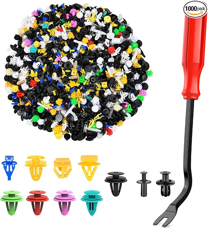 GOOACC 1001PCS Universal Car Clips Mixed Auto Bumper Fender Trim Door Panel Shield Engine Cover Retainer Rivet Push Clips with fastener remover for GM Ford Chrysler Toyota Lexus Honda Acura Dodge Jeep