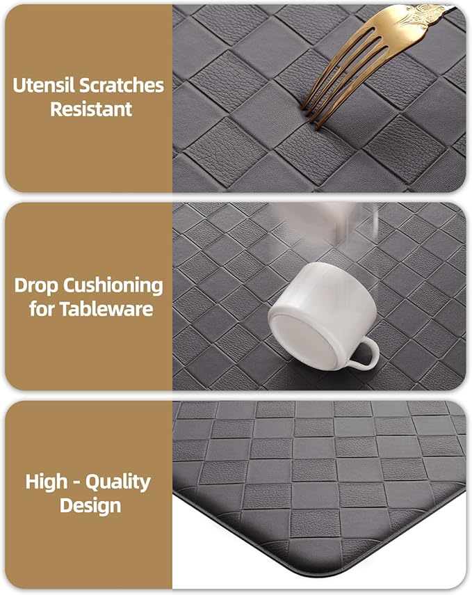 Color&Geometry Anti Fatigue Cushioned Kitchen Floor Mats,17"X79",Long Runner Rug Non Slip Waterproof,Memory Foam Padded Standing Mat for Front Sink,Grey