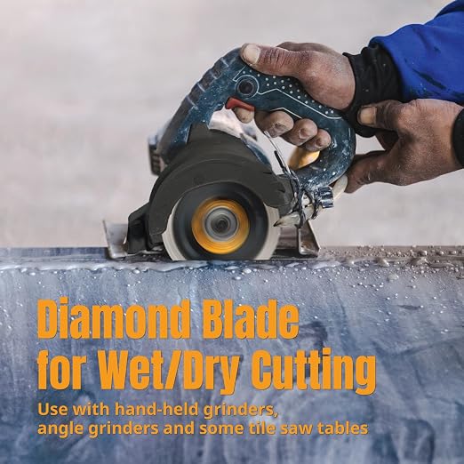 POWERTEC 4-1/2 Inch Diamond Saw Blades for Angle Grinder 5 Pack, Super Thin Turbo Mesh Rim for Cutting Porcelain, Granite & Ceramic Tile, 4.5" Diamond Blades (14000-P5)
