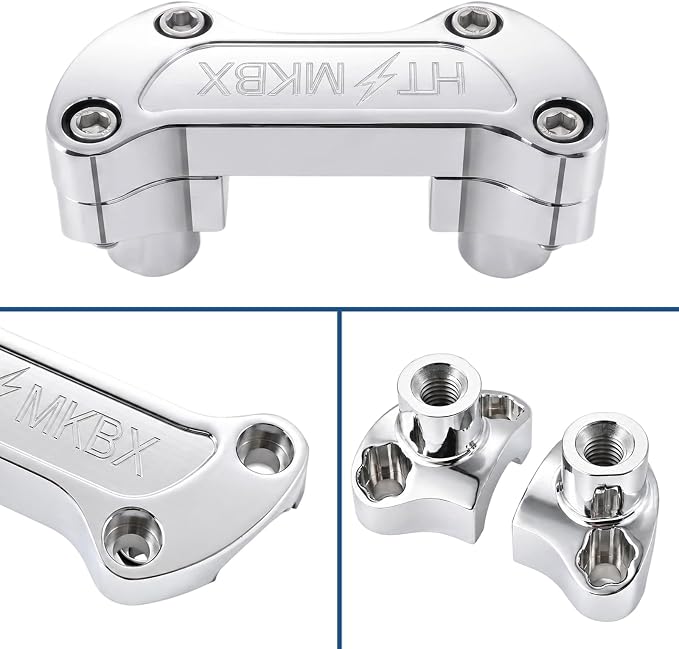 Chrome 1 inch Handlebar Riser Top Clamp Kit, 7075 Aluminum Bar Riser for 1” Handlebars, Fits Harley Touring Sportster Softail Dyna Models