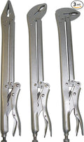 3 PC 15" EXTRA LONG LOCKING PLIERS SET w/Straight, 45 & 90 degree Bent Nose