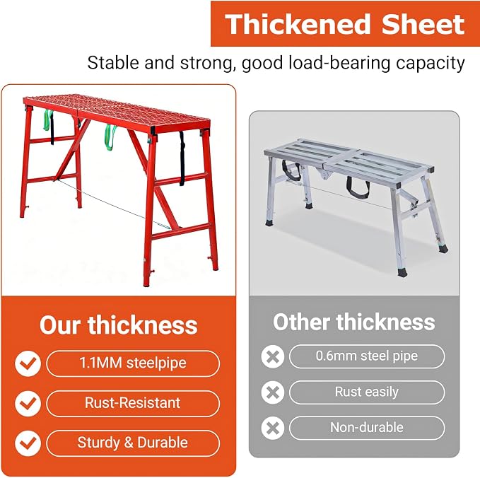 Foldable Scaffolding Platform, 70.8x15.7x36.2-62 Inch Portable Work Platform, 770 Lbs Adjustable Height Industrial Step Ladders, Perfect for RV Cleaning, Home Painting and Reaching High Places