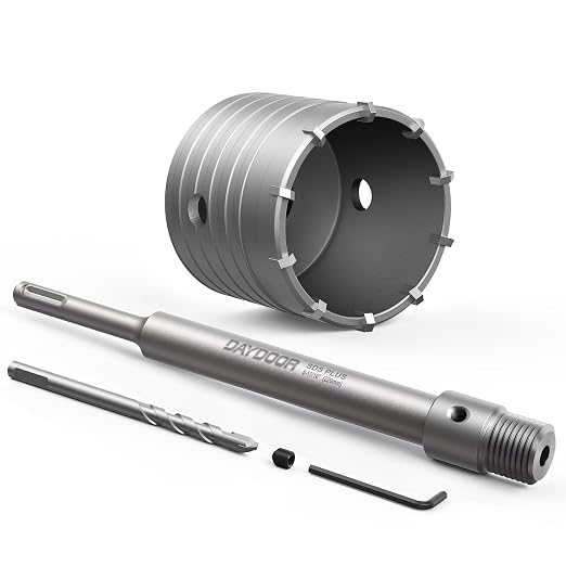 DAYDOOR 2-9/16" (65mm) Concrete Hole Saw with SDS Plus Shank Adapter, Tungsten Carbide Tipped Masonry Hole Saw, Heavy Duty Concrete Core Drill Bit for Brick, Cement Wall, and Stone