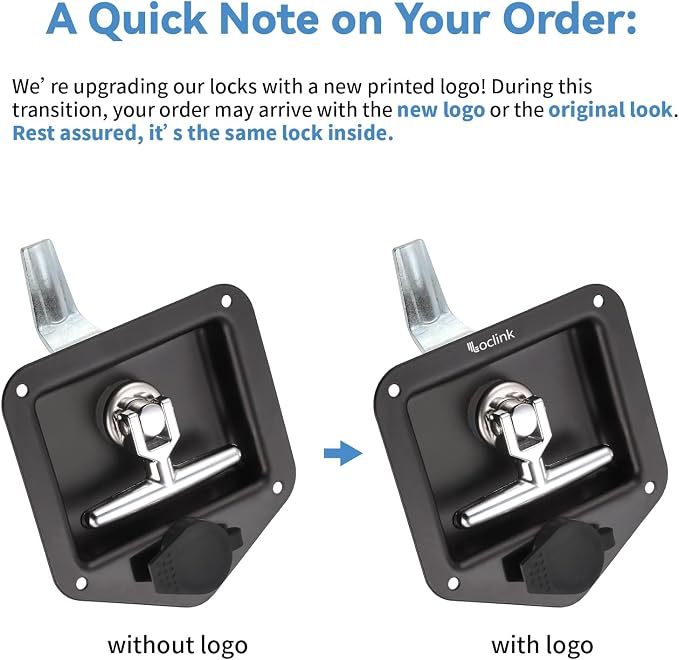 Black T-Handle Truck Tool Box Latch Replacement kit, 2PCS Folding Lock with Keys Truck Box Trailer Door RV Camper Storage Box, 4.9" L x 4.8" W, 2 Pack
