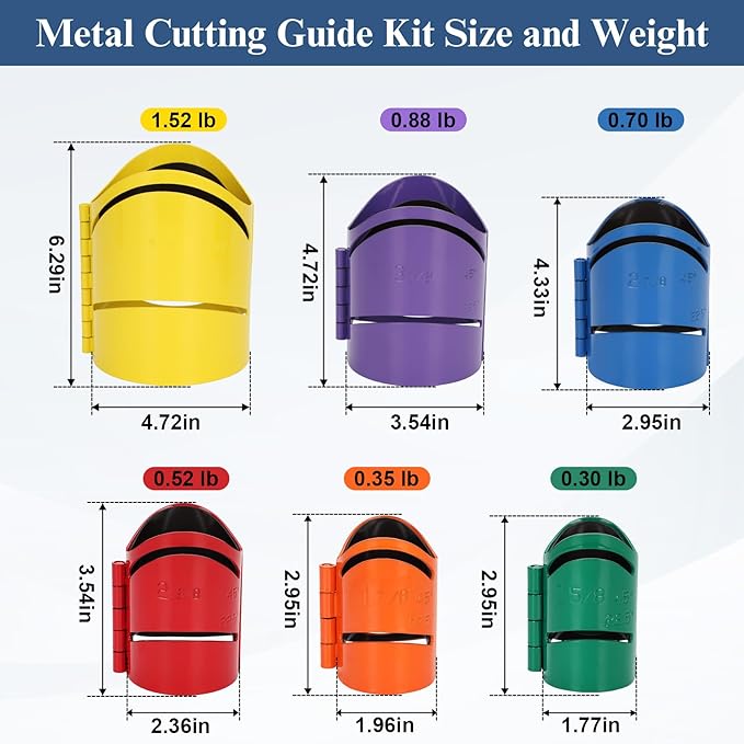 Drkerr 6Piece Magnetic Metal Pipe Cutting Guide Kit - (Includes Sizes: 1-5/8" 1-7/8" 2-3/8" 2-7/8" 3-1/2" 4-1/2"), Guides Cuts at 45°, 90°, 22.5° and Saddle Cut, Pipe Marking Tool, Steel