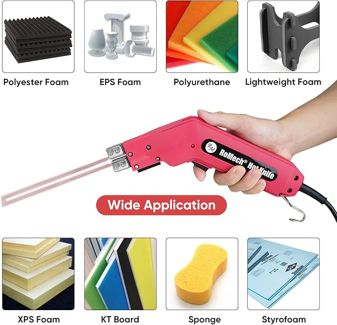 ROMECH Hot Knife Foam Cutter, 200W Electric Foam Cutting Tool Kit with Blades & Heavy-Duty Case for EPS, XPS, EVA, EPP RM-005 (200W)