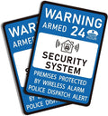 2PCS Security Alarm System Sign for Home, Self-Adhesive Small 24 Hours Warning Sticker, Safety Protection System for House and Windows, Business Indoor & Outdoor Use 4.4x3.2IN