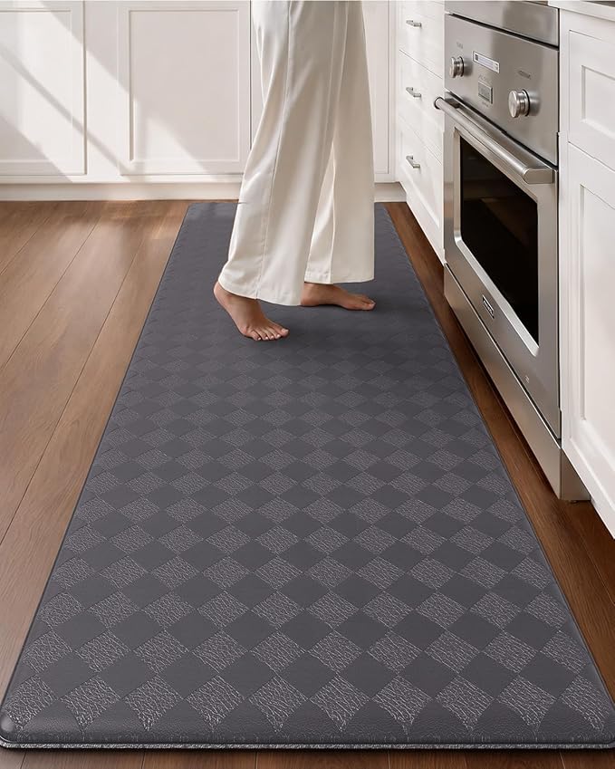 Color&Geometry Anti Fatigue Cushioned Kitchen Floor Mats,24"X87",Long Runner Rug Non Slip Waterproof,Memory Foam Padded Standing Mat for Front Sink,Grey