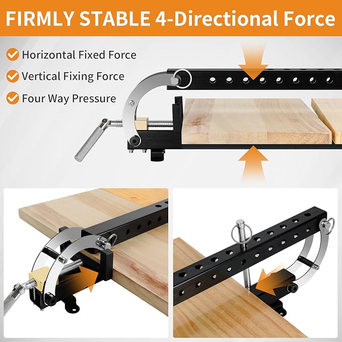 24 inch Panel Clamp, 4-Way Pressure Steel Parallel Clamp for Board Cabinet, For Board Cabinet, Tabletops, Woodwork, Adjustable parallelogram Couplers, clamps for woodworking(1 Pack)