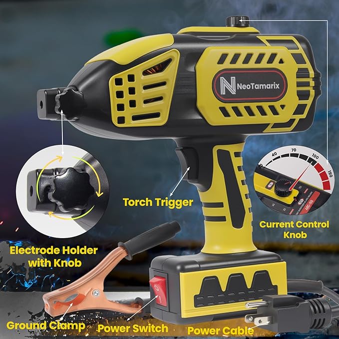 Handheld Welder Machine 110V, NeoTamarix 20-150A IGBT Inverter Portable Welder Gun with 5 Variable Current Adjustment & 20PCS Rods, Handheld ARC Welding Machine Fits for 1/16"-1/8" Rods