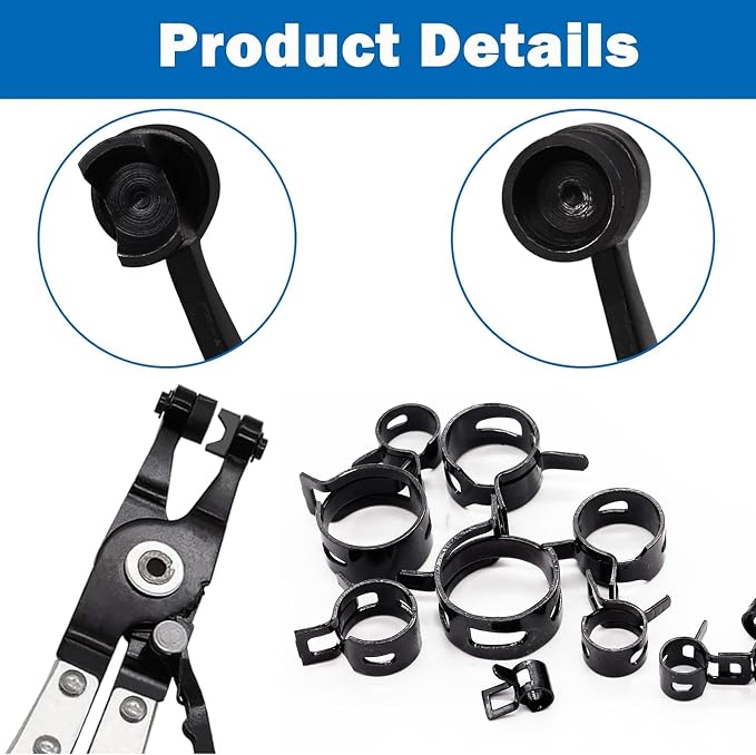 Tnisesm 121Pcs 6-22mm Spring Hose Clamp Assortment Kits with Swivel Flat Band Fuel Hose Clamp Plier, Silicone Vacuum Hose Action Pipe Clamp Low Pressure Air Clip Clamp Hoses Clamps sleeving(Black)