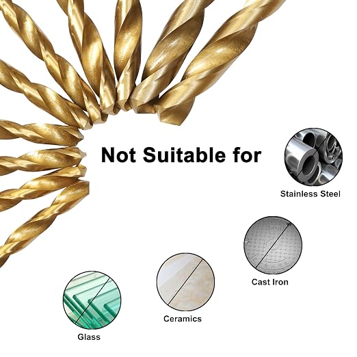 230 Pcs Drill Bit Set(1/16“-1/2”), 135° Tip Titanium Coated High Speed Steel, Twist Drill Bit Kit for Iron, Aluminum Alloy, Copper, Wood, Plastic, with Hard Storage